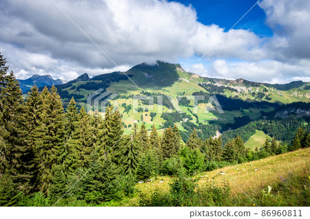 Mountain landscape in The Grand-Bornand, France 86960811