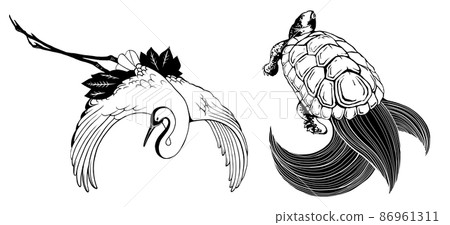 起重機和烏龜圖 86961311