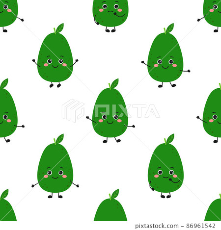 cartoon avocado pattern in flat style, vector illustration 86961542