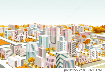 A fun cityscape and a fun life. Creating a city where people can live brightly and happily. 86961761