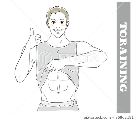 顯示腹肌的健身教練 顯示腹肌的健身教練 86962191