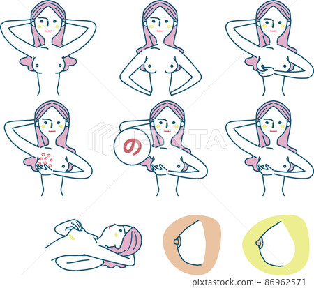 Breast cancer self-check set illustration material 86962571