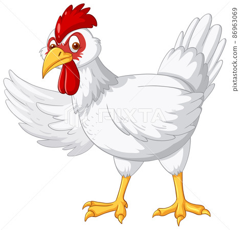 A white chicken cartoon character A white chicken cartoon character 86963069