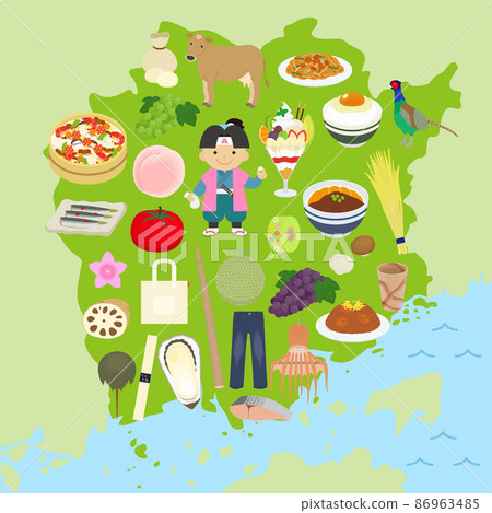 岡山縣地圖和名物插圖 86963485
