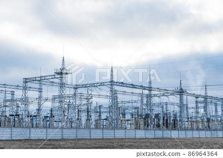 Power high voltage electric power lines energy industry Power high voltage electric power lines energy industry 86964364