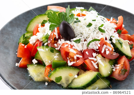 Traditional Bulgarian shopska salad 86964521