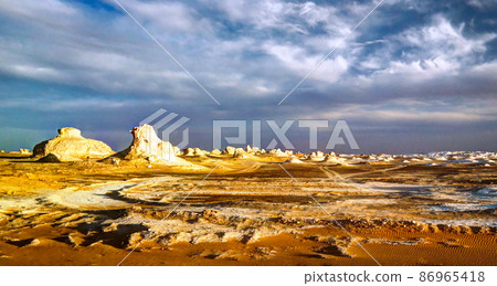Abstract nature sculptures in White desert, Sahara Egypt 86965418