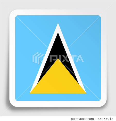 Saint Lucia flag icon on paper square sticker with shadow. Button for mobile application or web. Vector 86965918