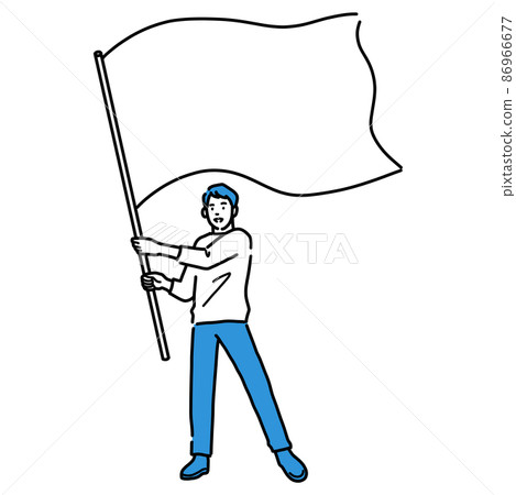 全身拿著旗子的年輕人 86966677