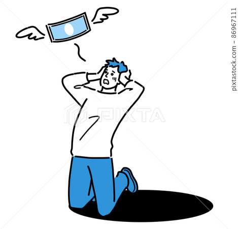 一個年輕人跪在地上哭著掙錢 86967111