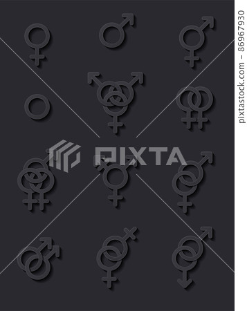 Set of gender symbols. Sexual identity icons. Vector illustration. Set of gender symbols. Sexual identity icons. Vector illustration. 86967930