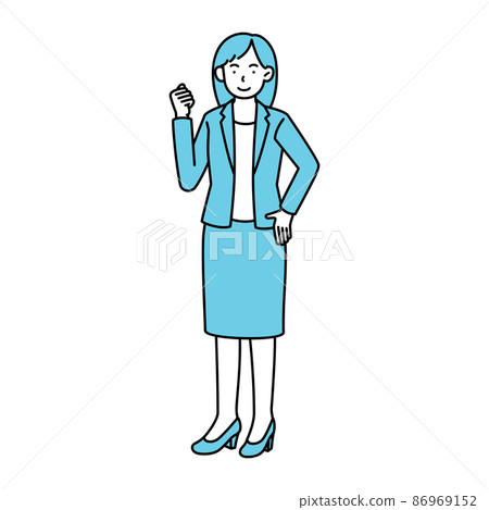 Suit Woman Guts Pose Stock Illustration PIXTA