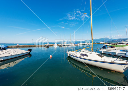 Small Port of Lazise village on the Coast of Lake Garda Veneto Italy 86969747