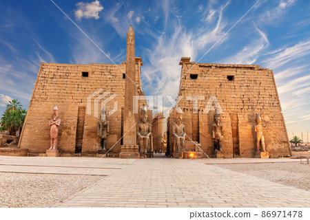 World famous Luxor Temple, view of the main entrance, Egypt 86971478
