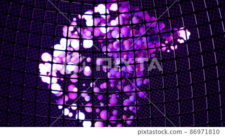 Purple globes inside mesh ball 4K UHD 3D illustration Purple globes inside mesh ball 4K UHD 3D illustration 86971810