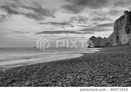Very early morning on the beach in Etretat, Normandy, France, 86971928