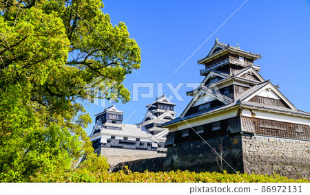 Kumamoto Castle Uto Tower and castle tower Spring season Kumamoto Castle 86972131