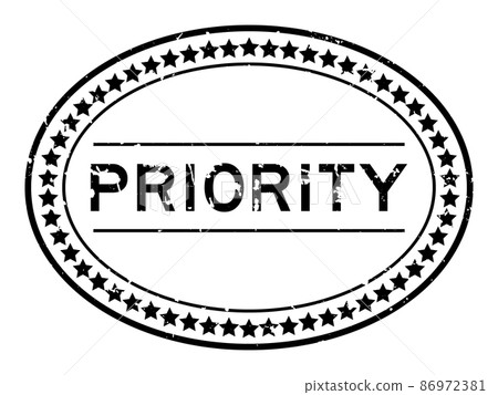 Grunge black priority word oval rubber seal stamp on white background Grunge black priority word oval rubber seal stamp on white background 86972381