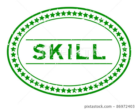 Grunge green skill word oval rubber seal stamp on white background Grunge green skill word oval rubber seal stamp on white background 86972403