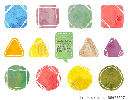 水彩彩色方形/三角形/圓形迷你框架套裝 86972527