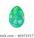 Easter egg - textured turquoise-green spots smears isolated on white background. Watercolor colorful textured painting. Design for background, cover and packaging, Easter and food illustration 86972557
