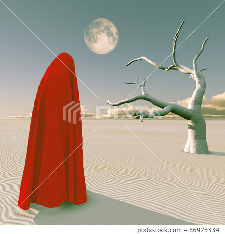 Red cloth figure in Desert Zen Red cloth figure in Desert Zen 86973334