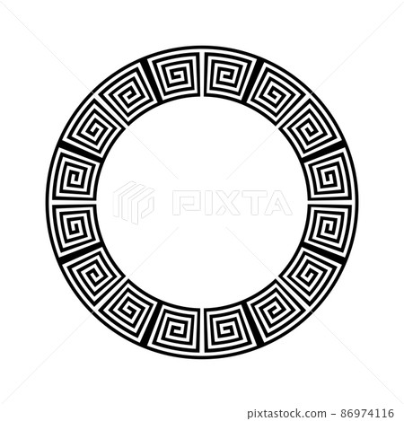 Geometric ornament with greek meander motif for circle frame. Geometric ornament with greek meander motif for circle frame. 86974116