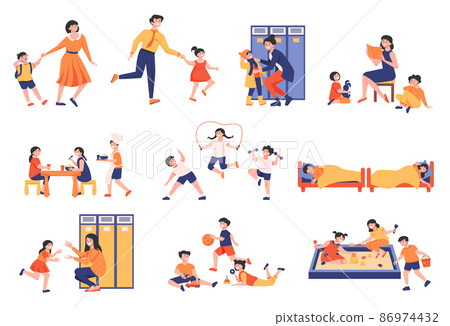 Kindergarten Playing Kids Set 86974432