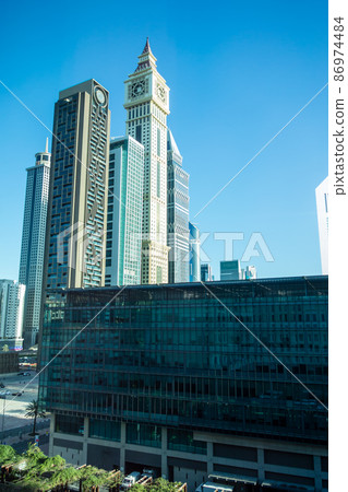 Dubai cityscape, a group of modern skyscrapers 86974484