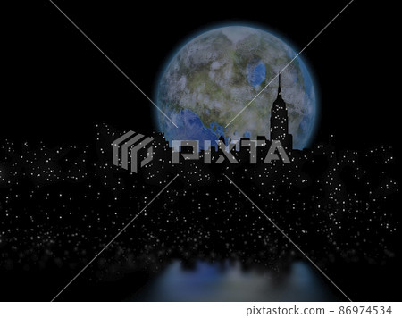 Terraformed moon over Manhattan 86974534