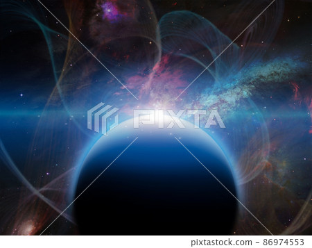 Black planet in vivid space 86974553