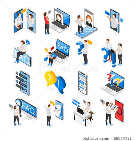 Frequently Asked Questions Isometric Icons 86974781