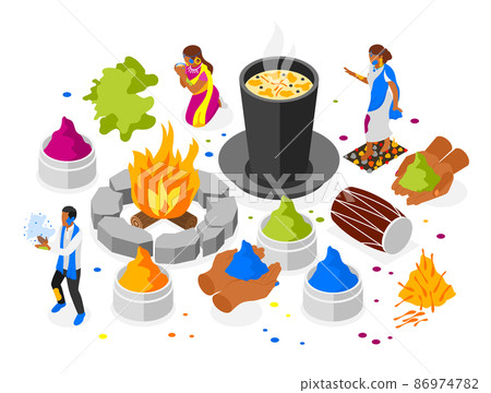 Holi Isometric Composition 86974782