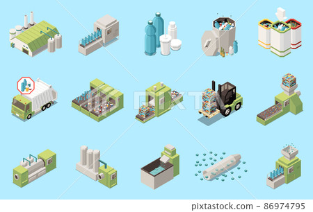 Plastic Production Icons Set Plastic Production Icons Set 86974795