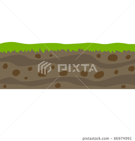 Cross section ground slice isolated on white. Summer landscape Cross section ground slice isolated on white. Summer landscape 86974991