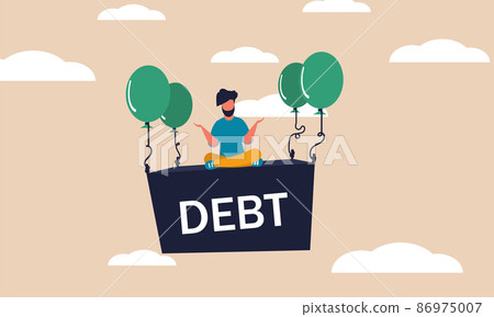 Hard debt business and employee finance recession. Stone credit and problem money salary vector illustration concept. Trouble people with loss loan and character unemployed. Risk poor office economy 86975007