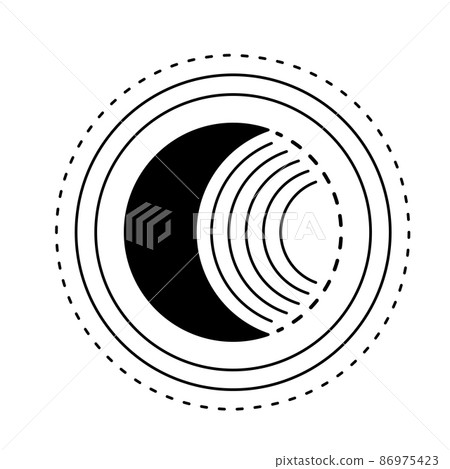 Moon sun vector logo. Line mystic symbol in minimal flat linear style. Magic boho astrology, astronomy illustration template 86975423