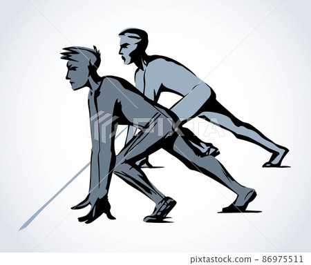 The man at the start. Vector drawing The man at the start. Vector drawing 86975511