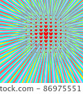 Retro multicolor rays comic trendy background with red heart gradient halftone and dotted shades pop art style. Vector illustration. 86975551
