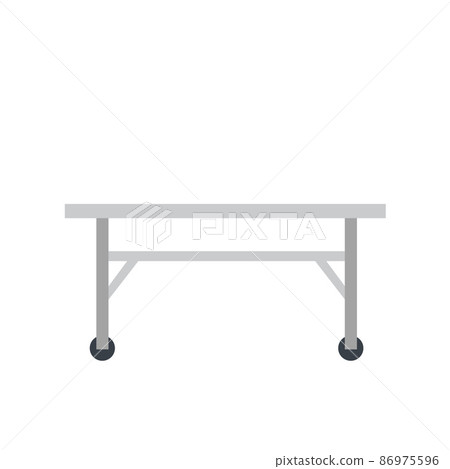 Medical bed on wheels. Decoration of clinic. Hospital bed or stretcher. Flat simple illustration isolated on white 86975596