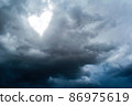 Dramatic stormy sky. 86975619
