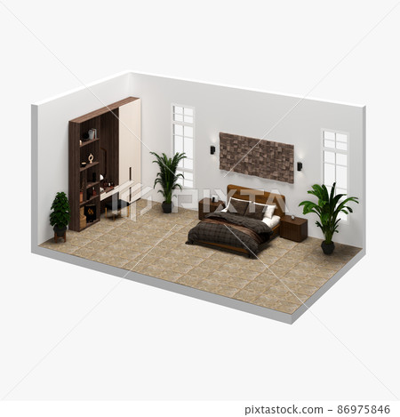 Bedroom Isometric view. 3D rendering 86975846