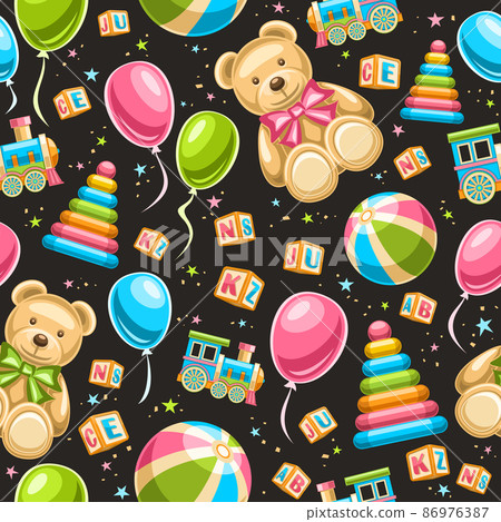 Vector Toys Seamless Pattern - Stock Illustration [86976387] - PIXTA
