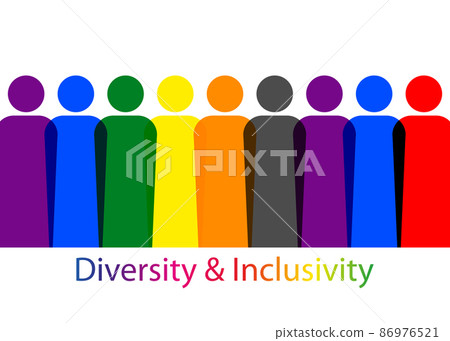 Inclusion and diversity. Silhouettes of people and LGBTQ+ set, people portrait vector logo for website, banner gay pride concept, colorful rainbow sign vector isolated on white background Inclusion and diversity. Silhouettes of people and LGBTQ+ set, people portrait vector logo for website, banner gay pride concept, colorful rainbow sign vector isolated on white background 86976521