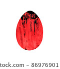 Easter egg - monochrome red-black watercolor isolated on white background. Design for background, cover and packaging, Easter and food illustration, greeting card. 86976901