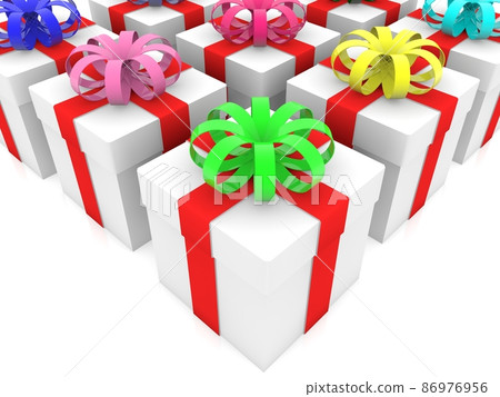 White gift boxes with colorful bouquets 86976956