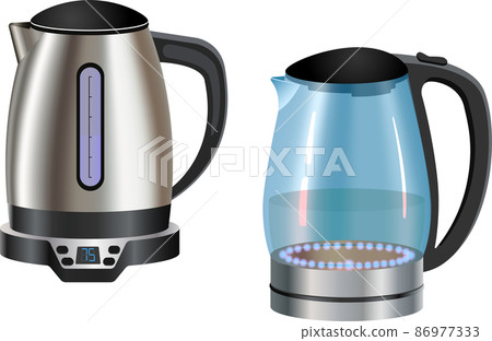 Two realistic teapots metal and transparent vector illustration Two realistic teapots metal and transparent vector illustration 86977333
