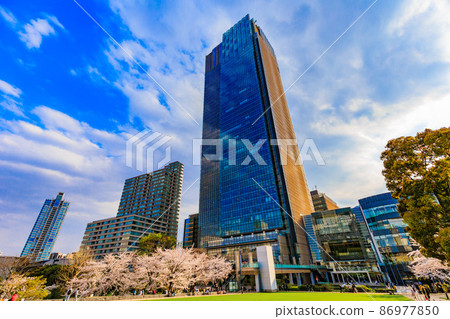赤坂，港區，東京東京中城和盛開的櫻花 86977850