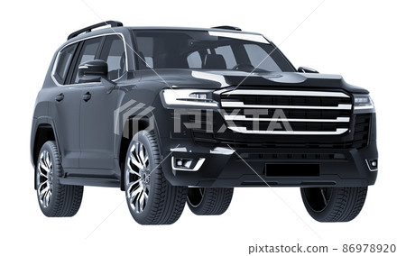 black SUV isolated on white background 3d model 86978920