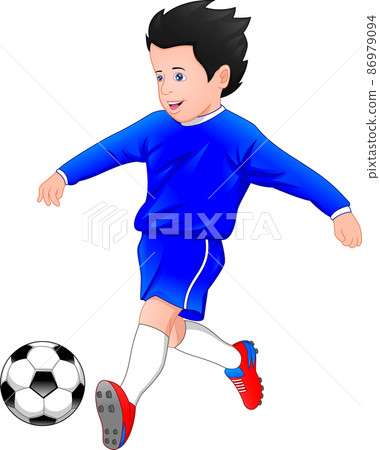 boy playing football on a white background 86979094